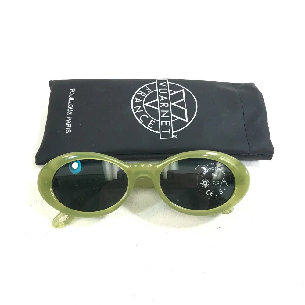 Vaurnet Kids Sunglasses POUILLOUX B600 Clear Green Round Frames with Blue Lenses